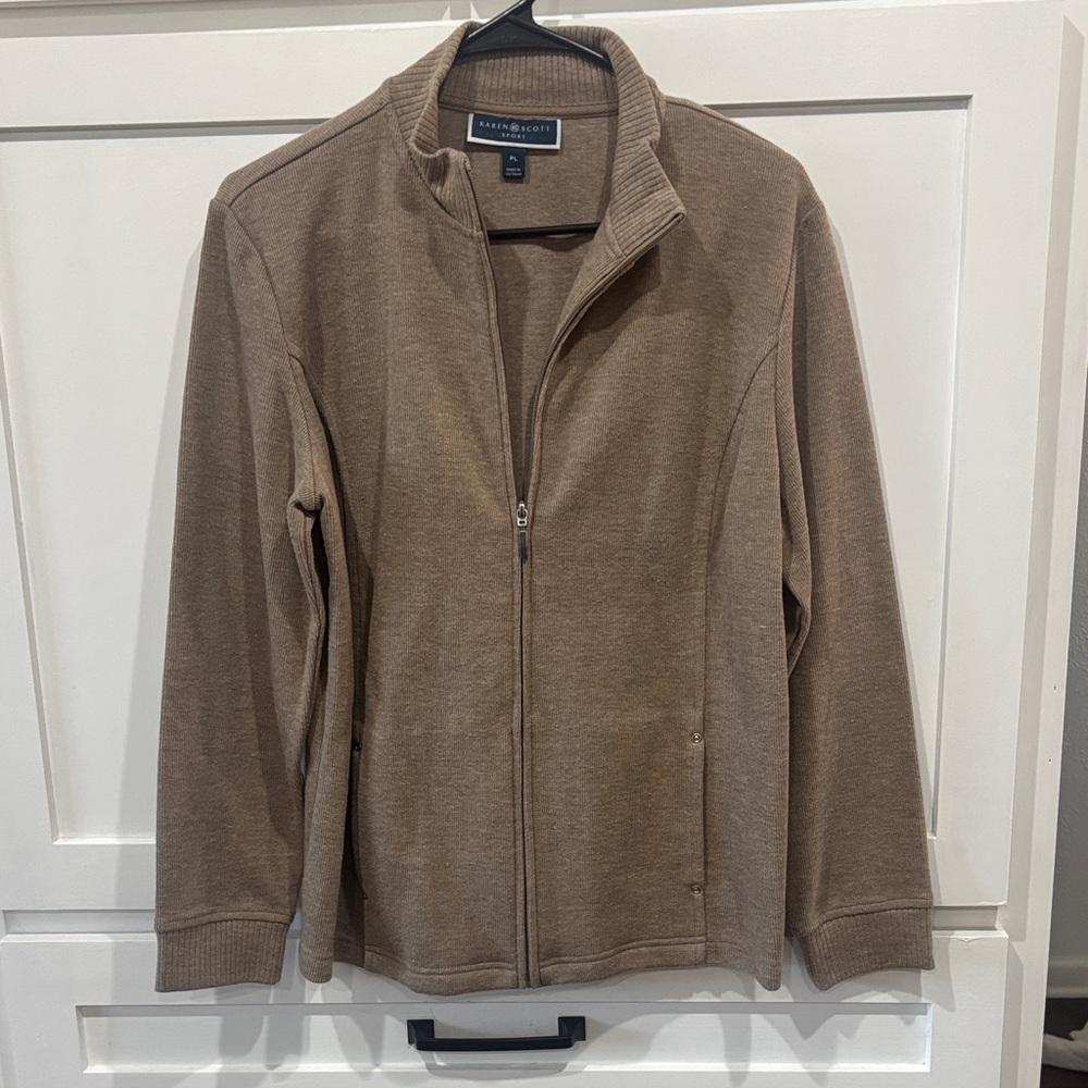 Karen Scott women’s Brown Zip-Up Sweater